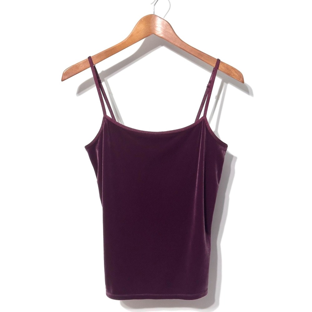 Vintage Y2K J Jill Cami Top Small Plum Stretch Velvet Holiday Romantic Grunge